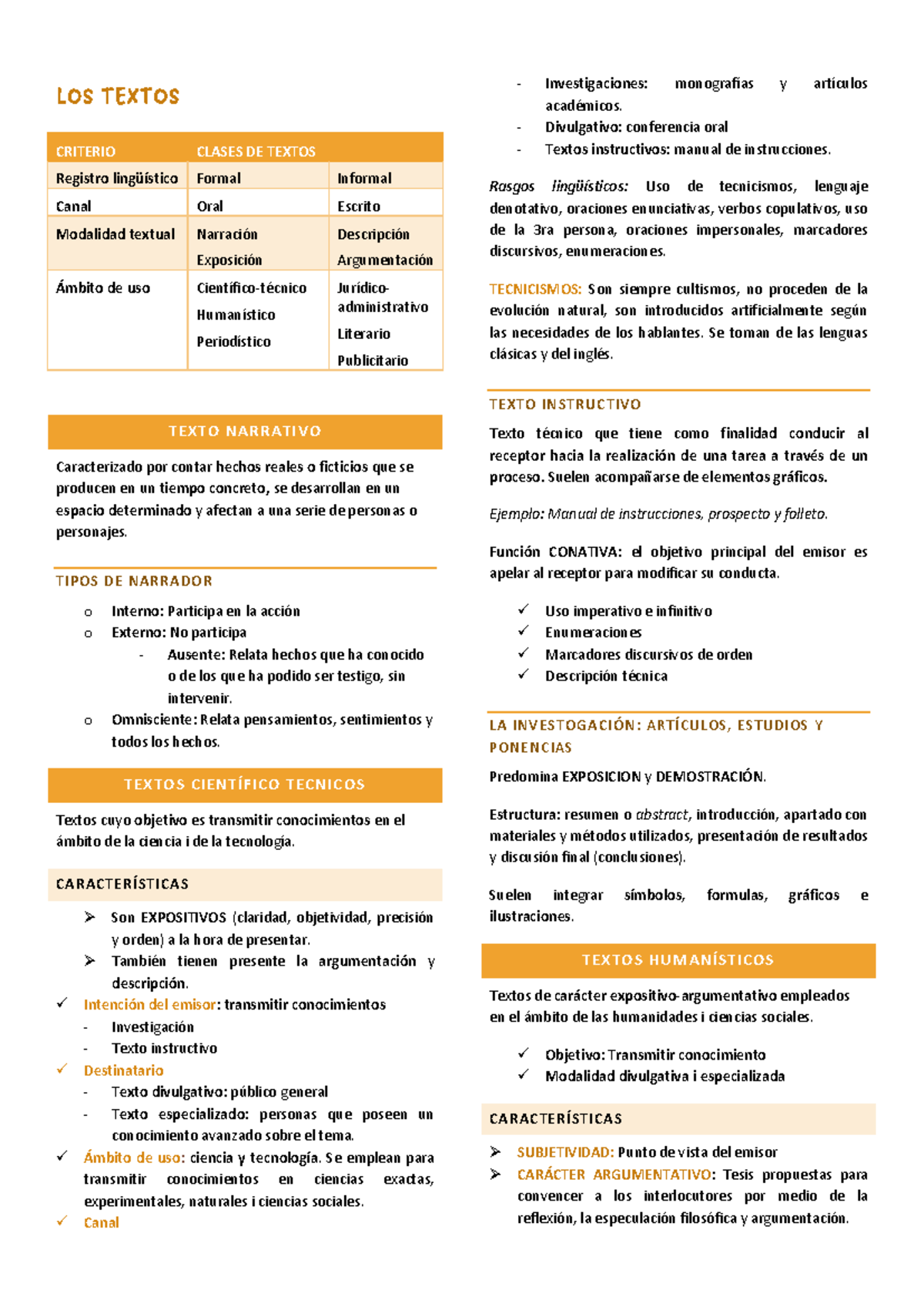 Tipos de textos - LOS TEXTOS CRITERIO CLASES DE TEXTOS Registro ...