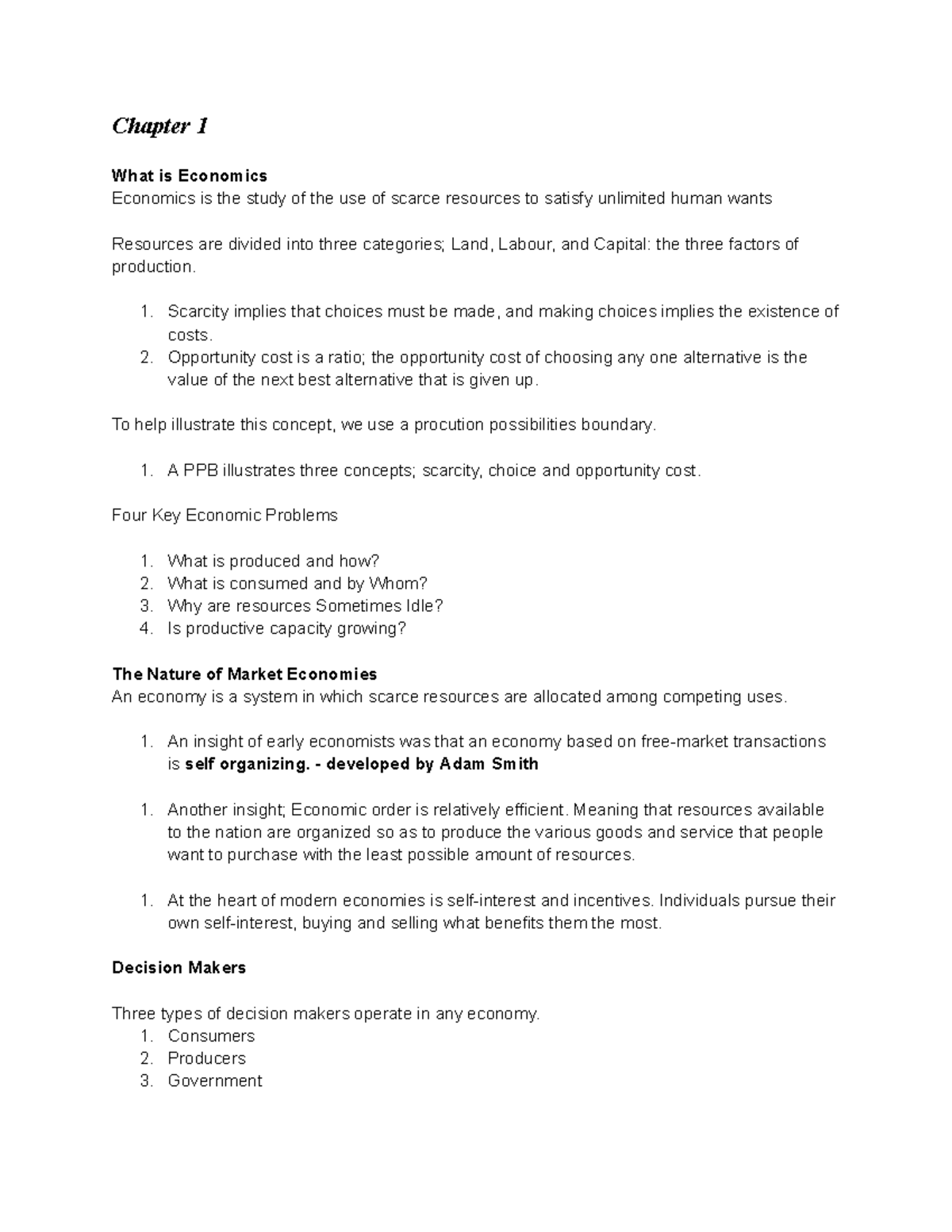 ECON209 Final PREP chap 1-5 - Chapter 1 What is Economics Economics is ...