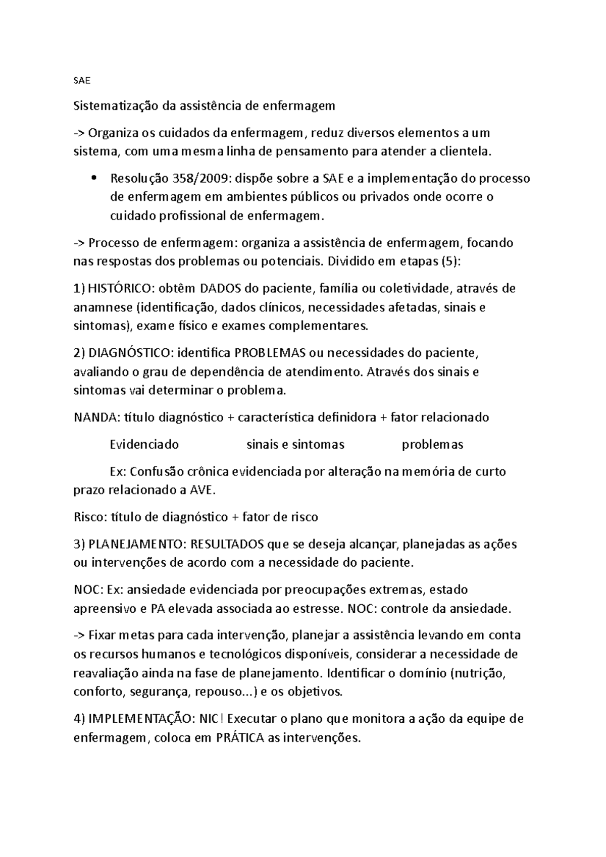 SAE - diagnóstico de enfermagem - SAE da de enfermagem Organiza os ...
