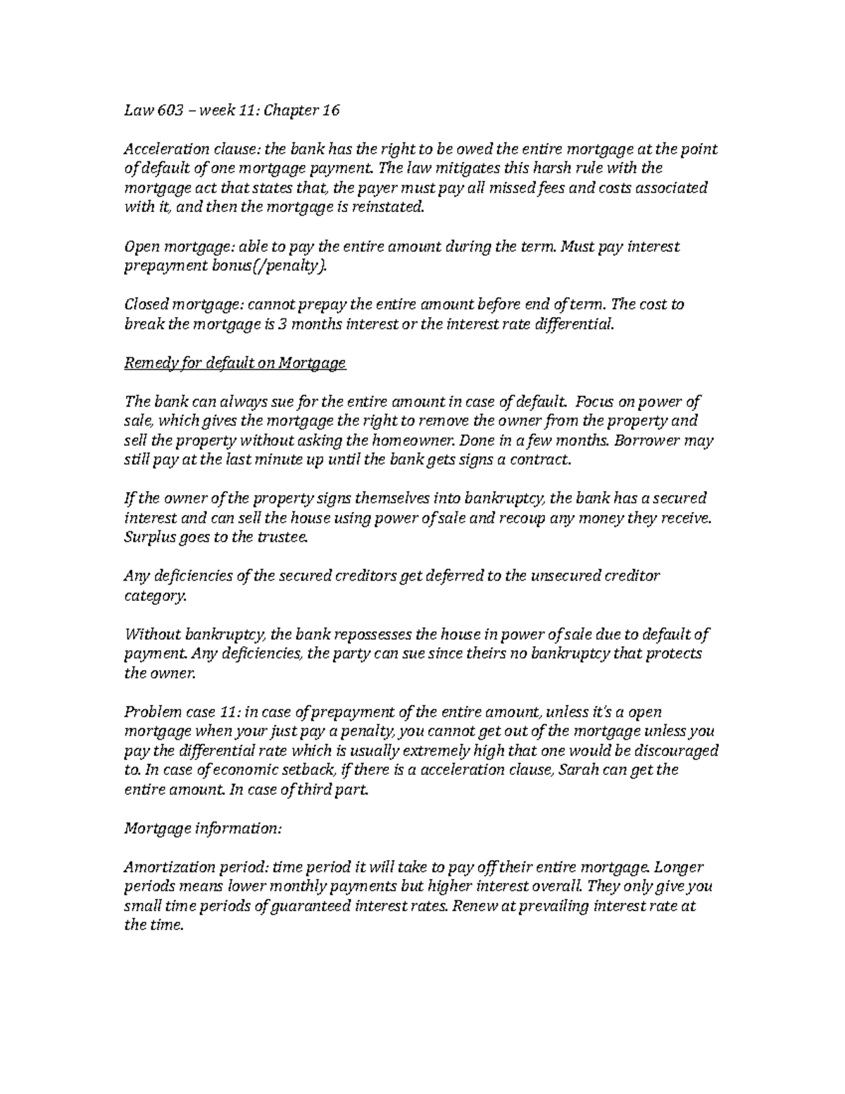 Law 603 – week 11 - Lecture notes 11 - Law 603 – week 11: Chapter 16 ...