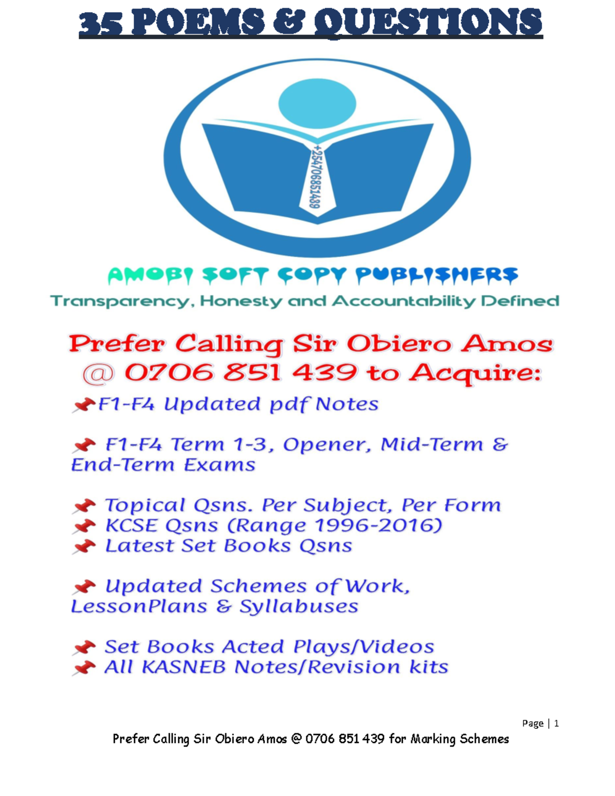 35 Poems & QSNS - PLEASE - Page | 1 35 POEMS & QUESTIONS Page | Page ...