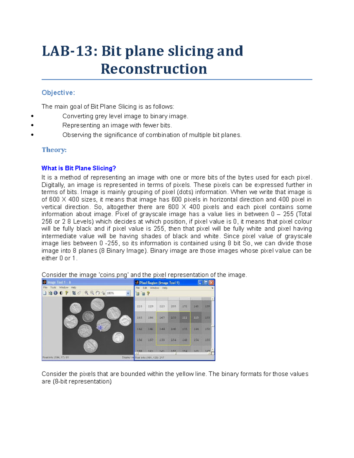 Lab Manual# 13 - LAB-13: Bit plane slicing and Reconstruction Objective ...