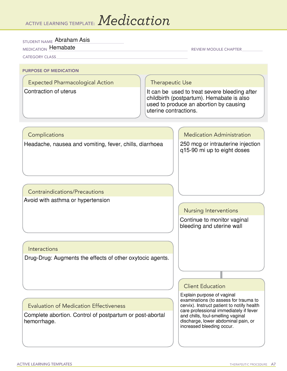 Active Learning Template medication [Hemabate] ACTIVE LEARNING