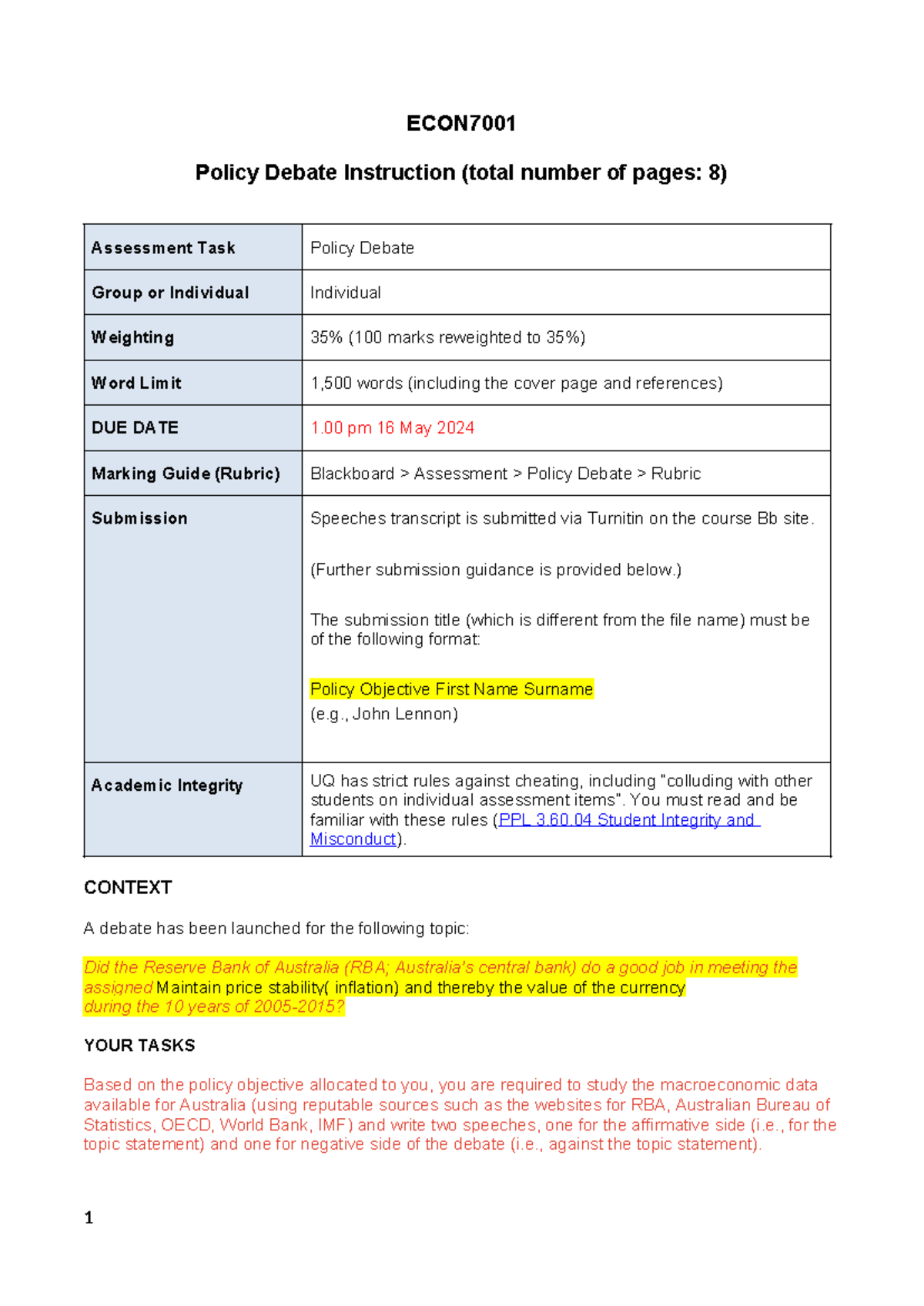 Policy Debate Instructions 26 April 2024 - ECON Policy Debate ...