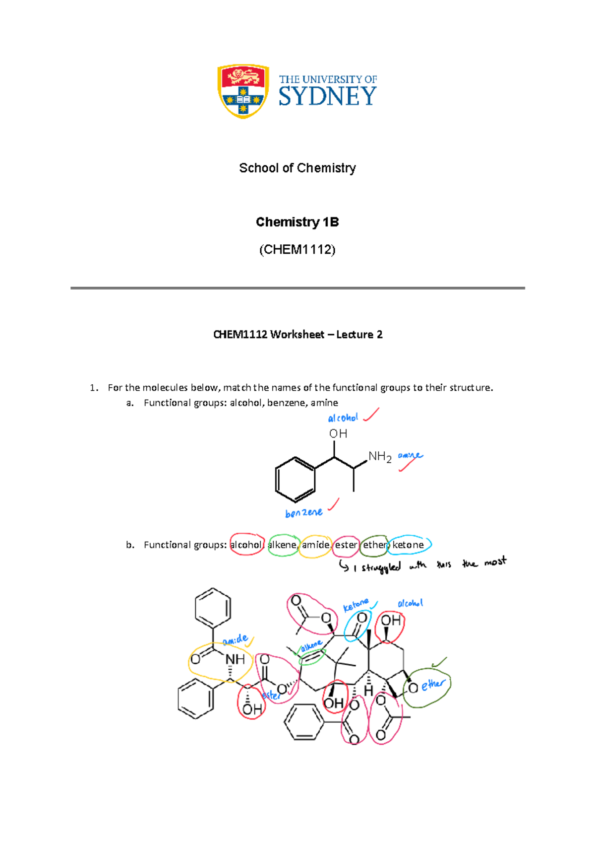 Worksheet+02 2022-08-10 00 08 32 - School Of Chemistry Chemistry 1B ...