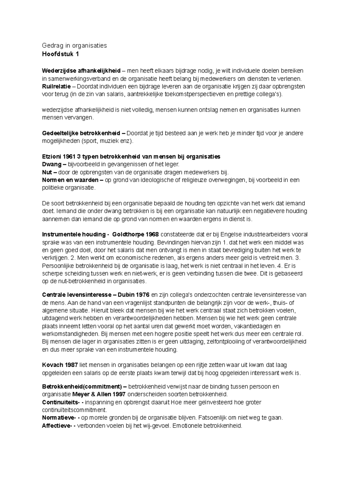 Samenvatting Gedrag In Organisaties - Gedrag In Organisaties Hoofdstuk ...