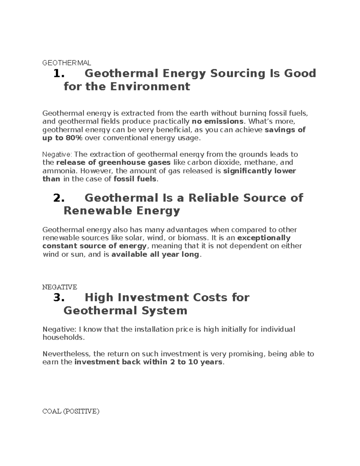 Deabate debate GEOTHERMAL 1. Geothermal Energy Sourcing Is Good for