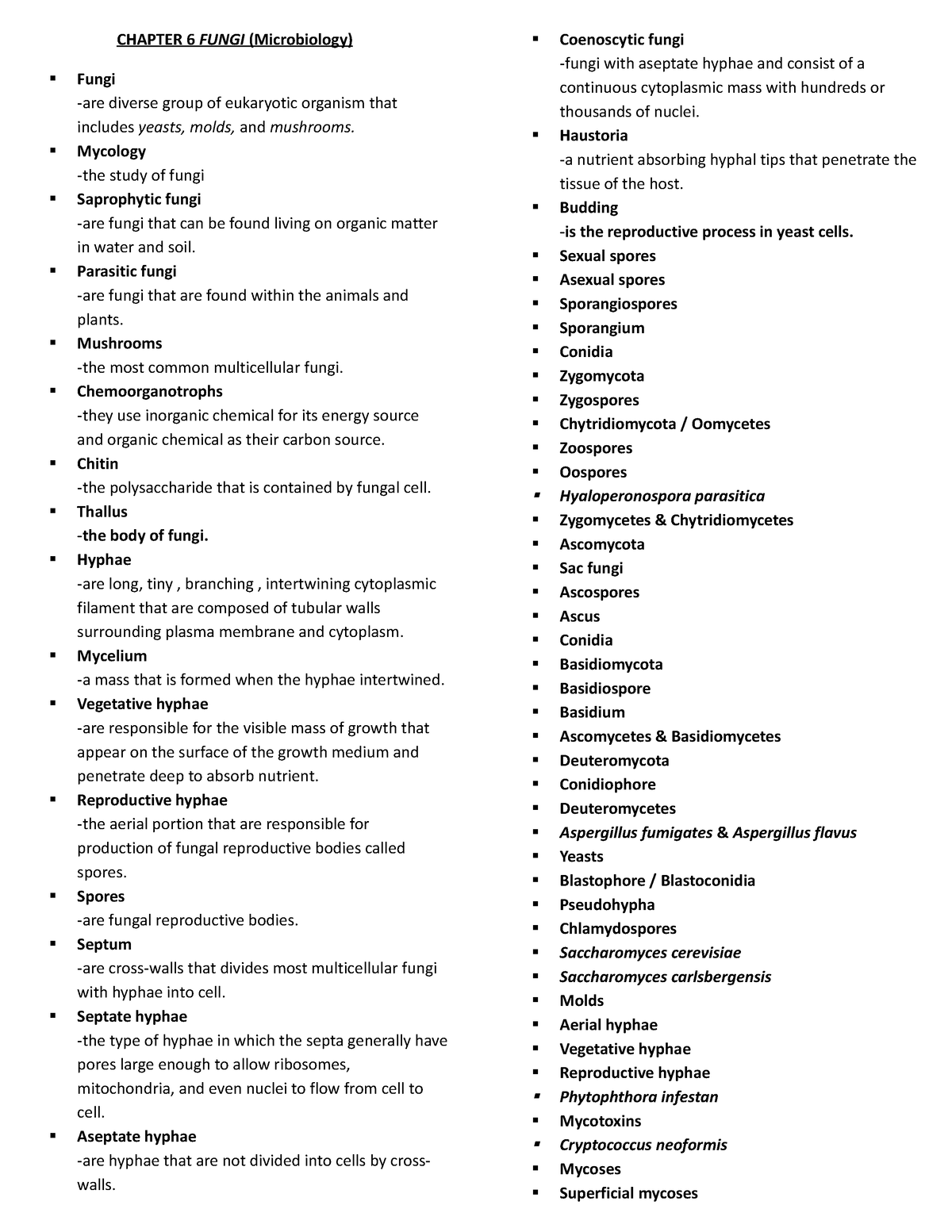 Microbio reviewer - None - CHAPTER 6 FUNGI (Microbiology) Fungi -are ...