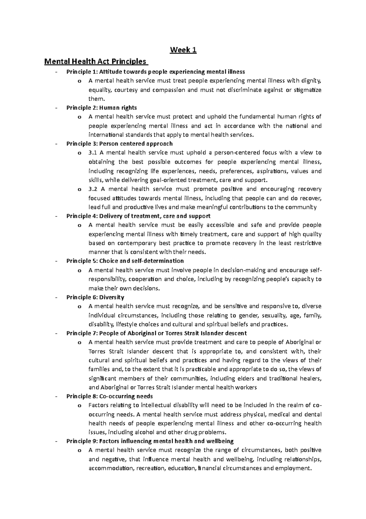 Mental Health 2 1 - 8 - Lecture notes 1-8 - Week 1 Mental Health Act ...