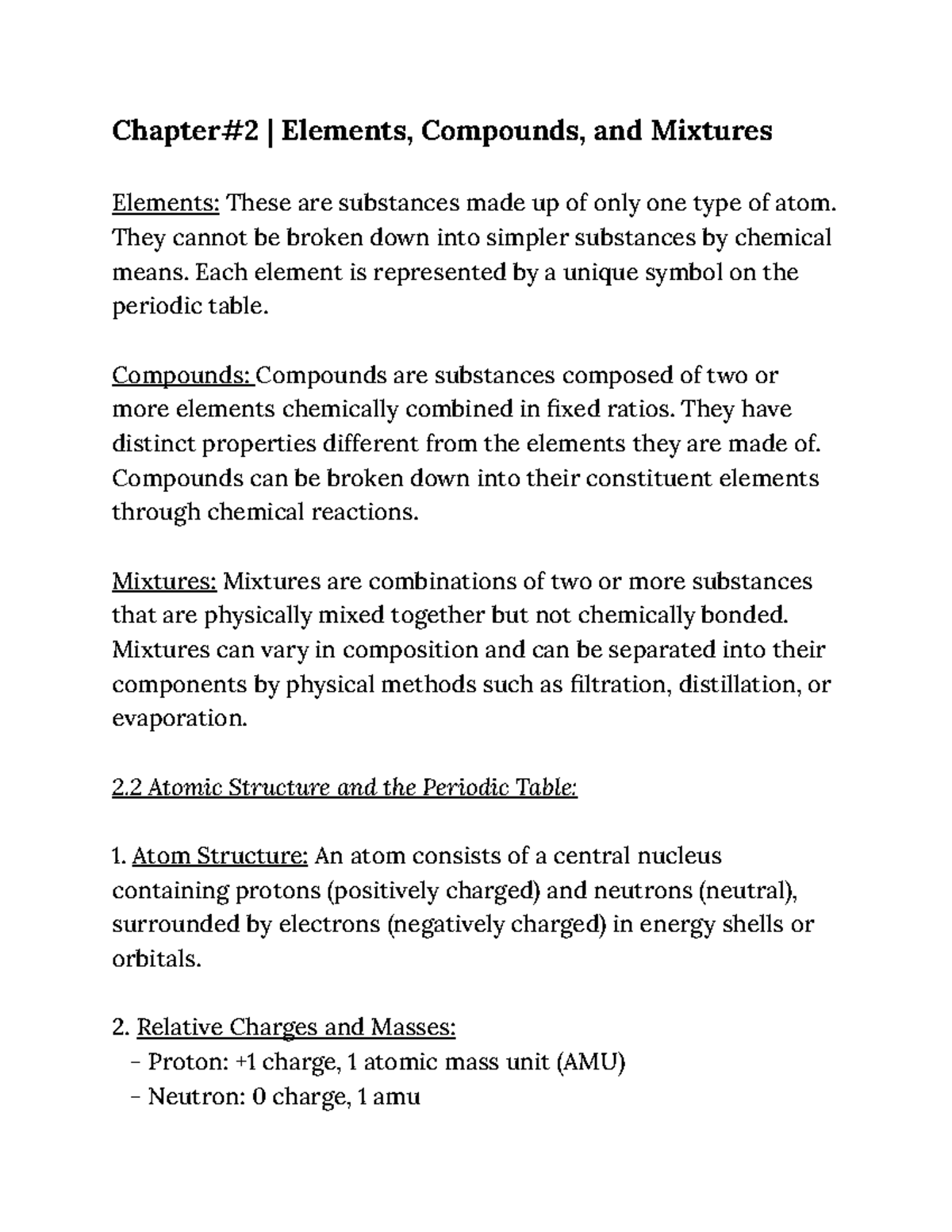 Chapter#2 Elements, Compounds, And Mixtures - Chapter#2 | Elements ...