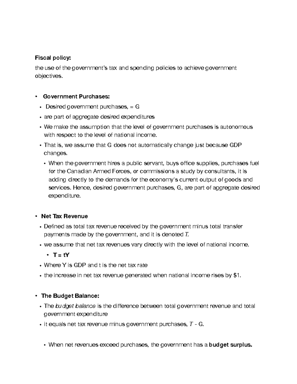 Chapter 22 - Lecture Notes - Fiscal Policy: The Use Of The Government’s ...