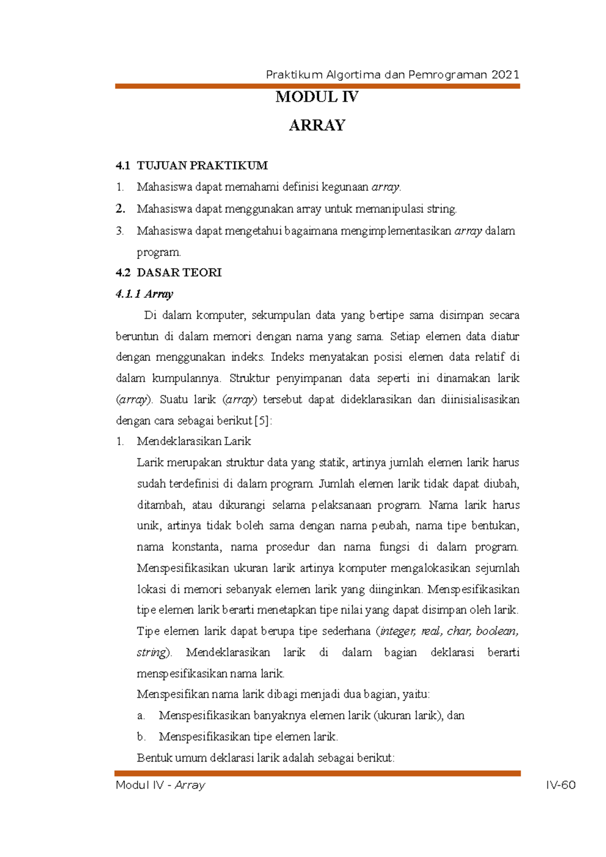 Laporan MOD 4 FIX - Practical Report Module-4 - MODUL IV ARRAY 4 TUJUAN ...