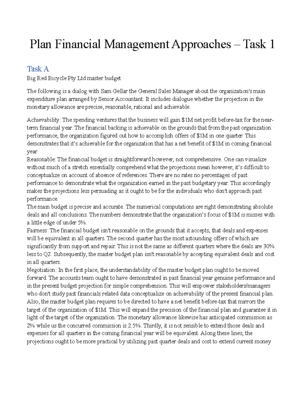 Bsbfim 501 Loong - Answer - Plan Financial Management Approaches – Task ...