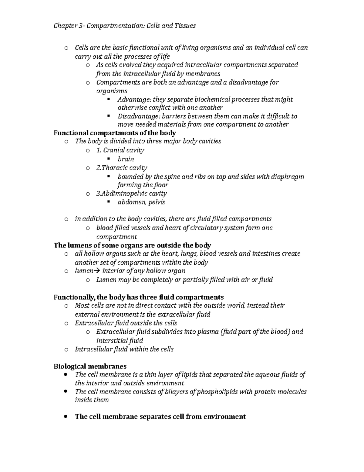 Human Physiology Study Chapter 3 - Chapter Compartmentation: Cells and ...