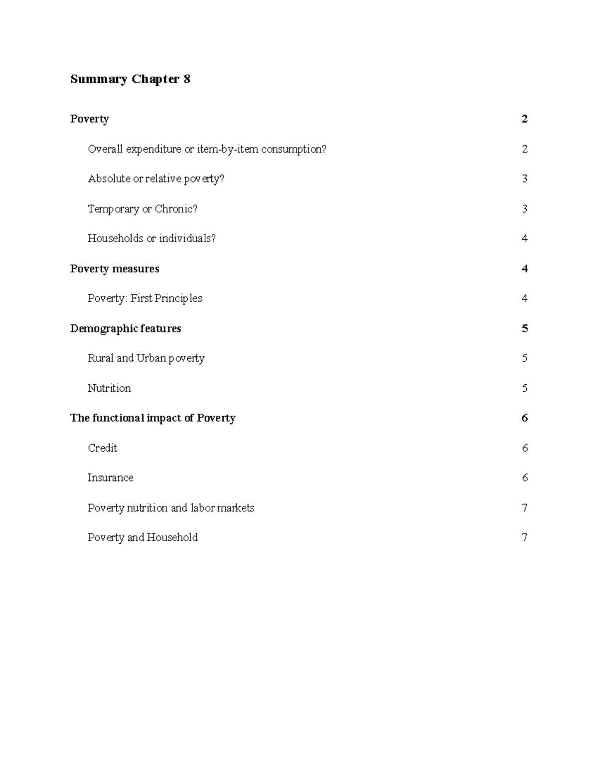 Summary Poverty - Summary Chapter Poverty Overall expenditure or item ...