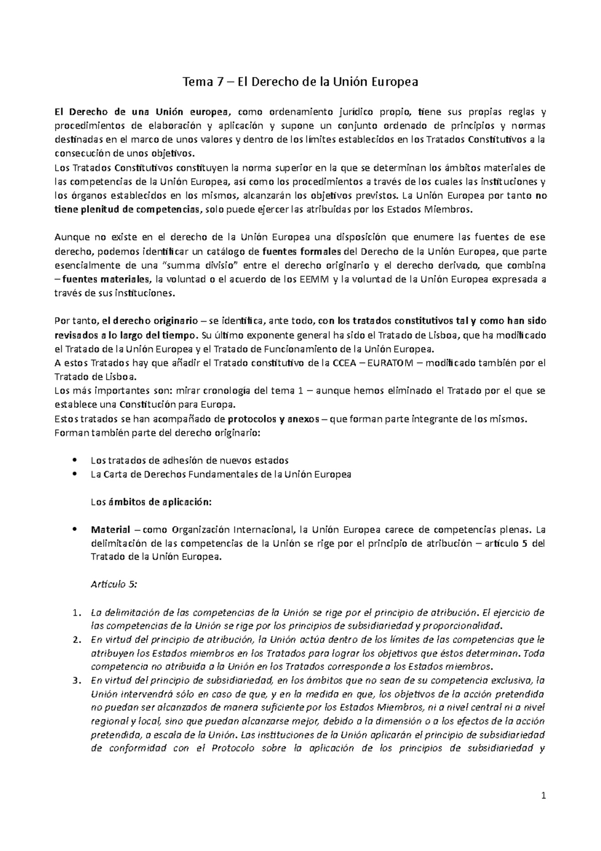 Tema 7 - El Derecho de la UE - Tema 7 – El Derecho de la Unión Europea ...