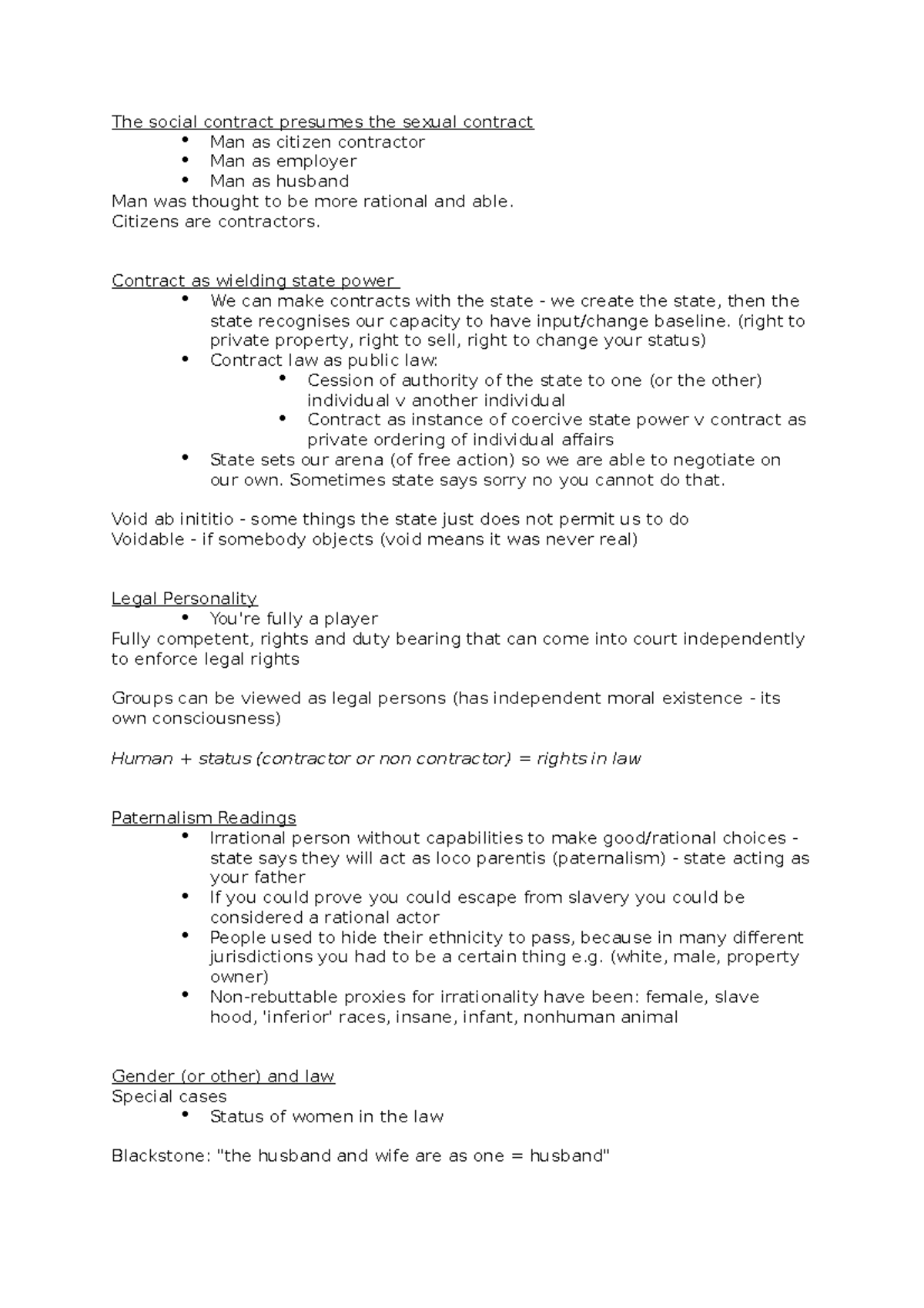 Legal personality notes Jurisprudence 2021 - The social contract ...