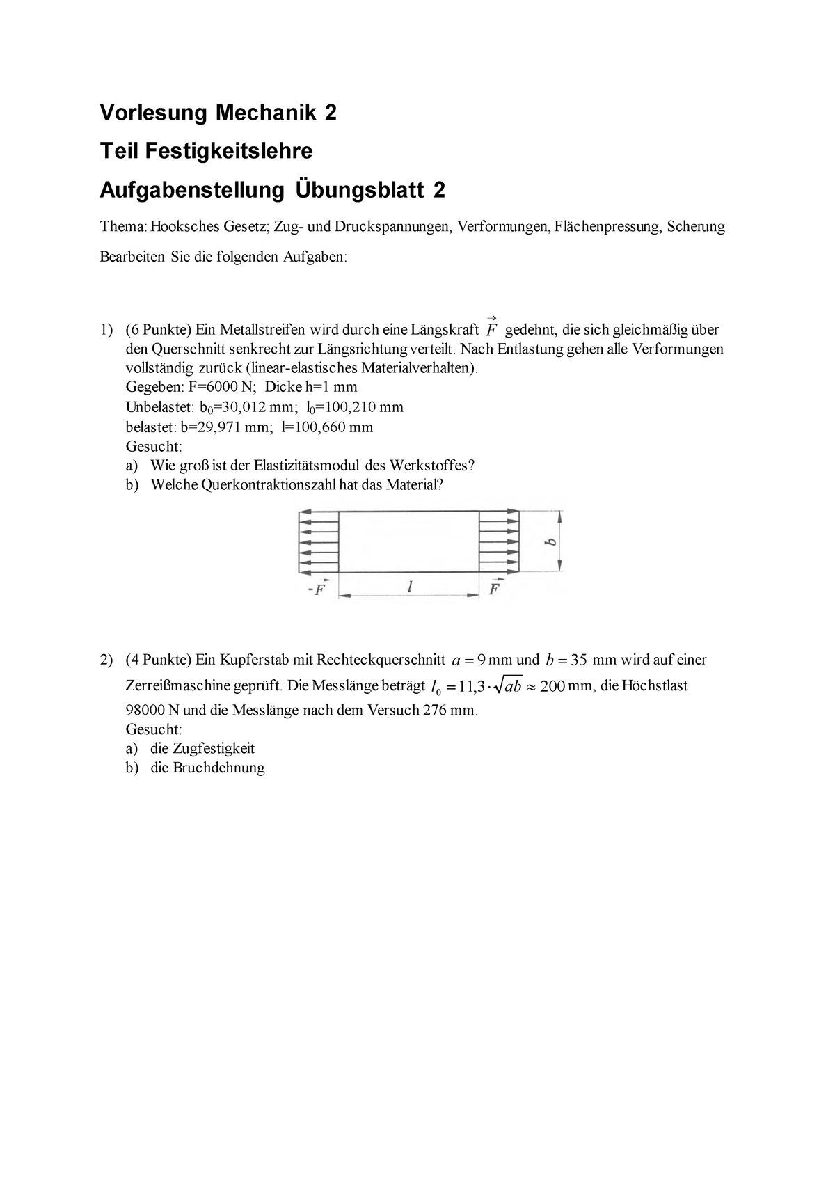 Uebungsblatt 2 - TM 2 Übungen - Vorlesung Mechanik 2 Teil ...