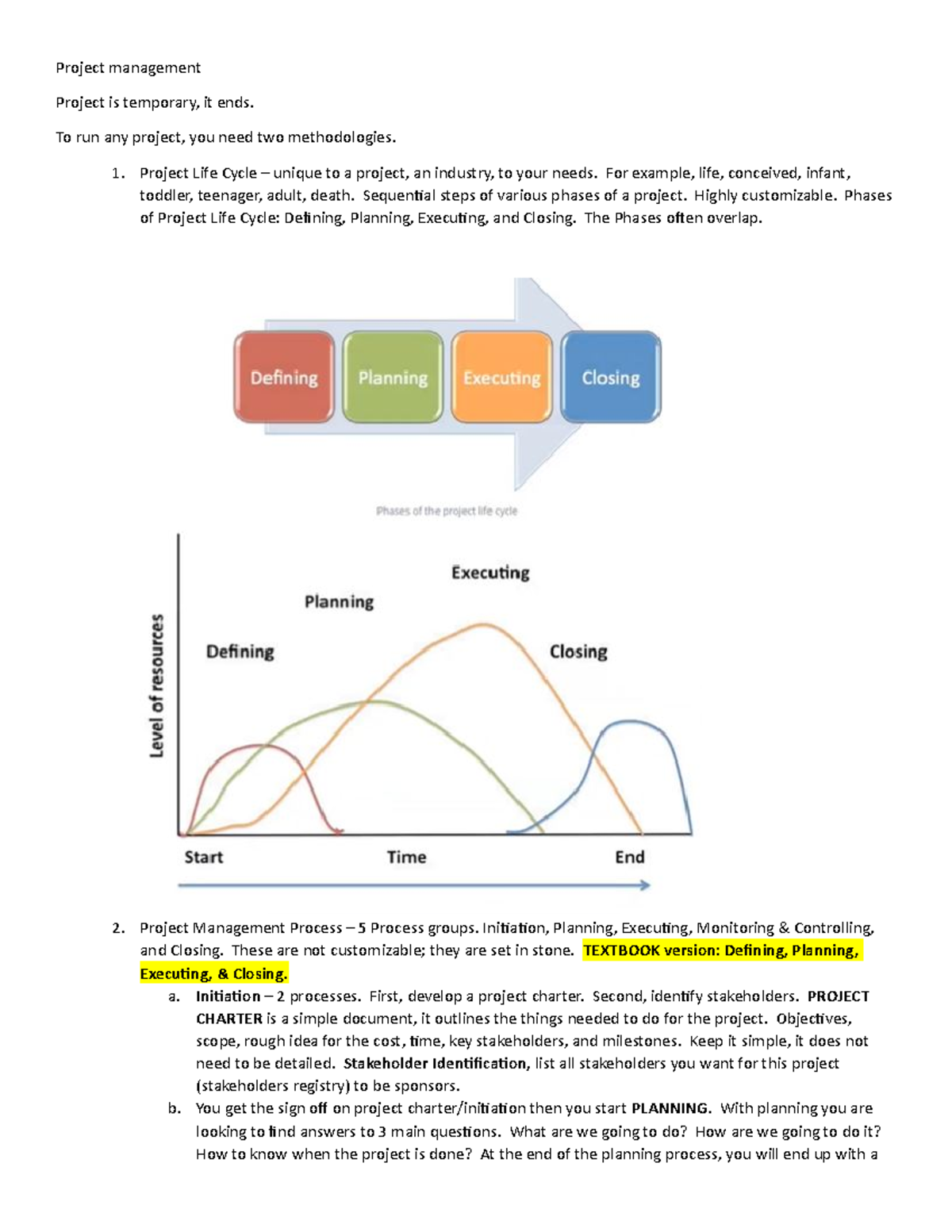 C722 Project Management Notes With Figures - Project Management Project ...