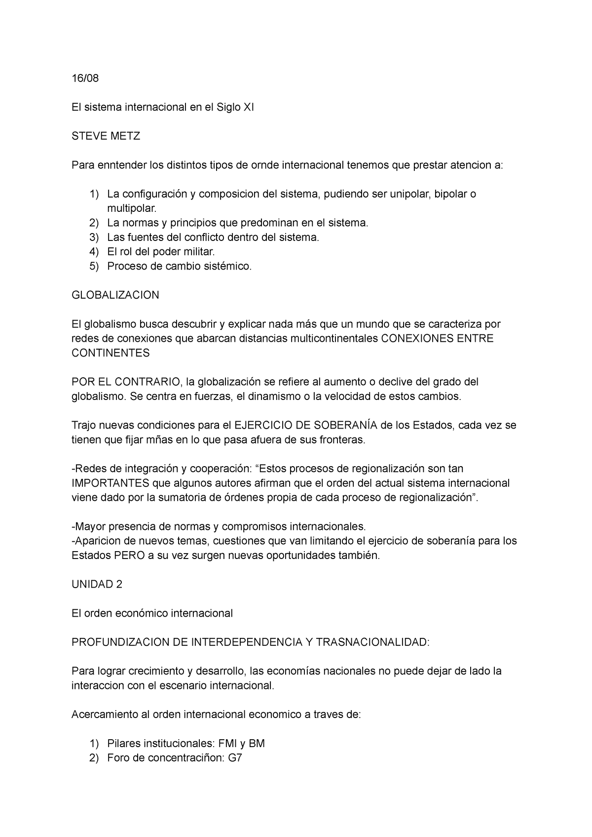 Problemas Internacionales Contemporáneos - 16/ El Sistema Internacional ...