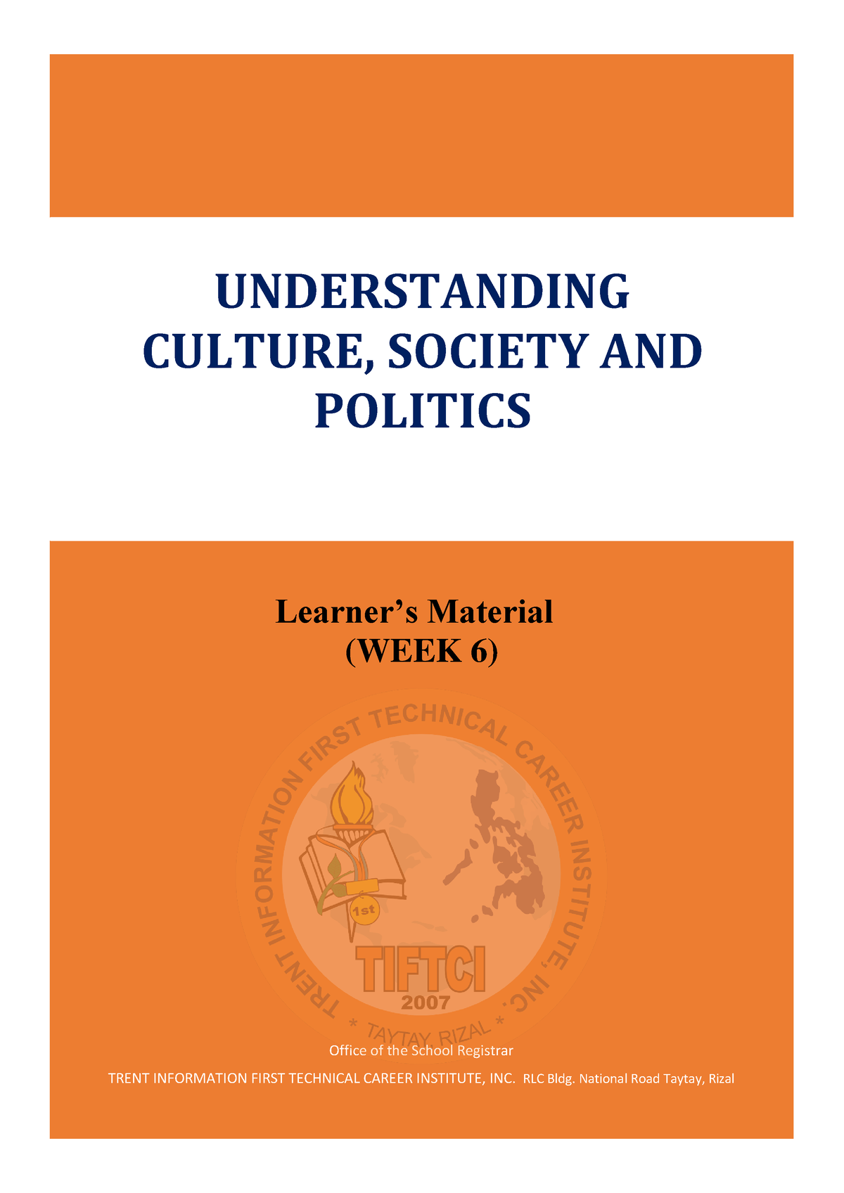 UCSP Week 6 - Understanding Culture, Society And Politics - Office Of ...