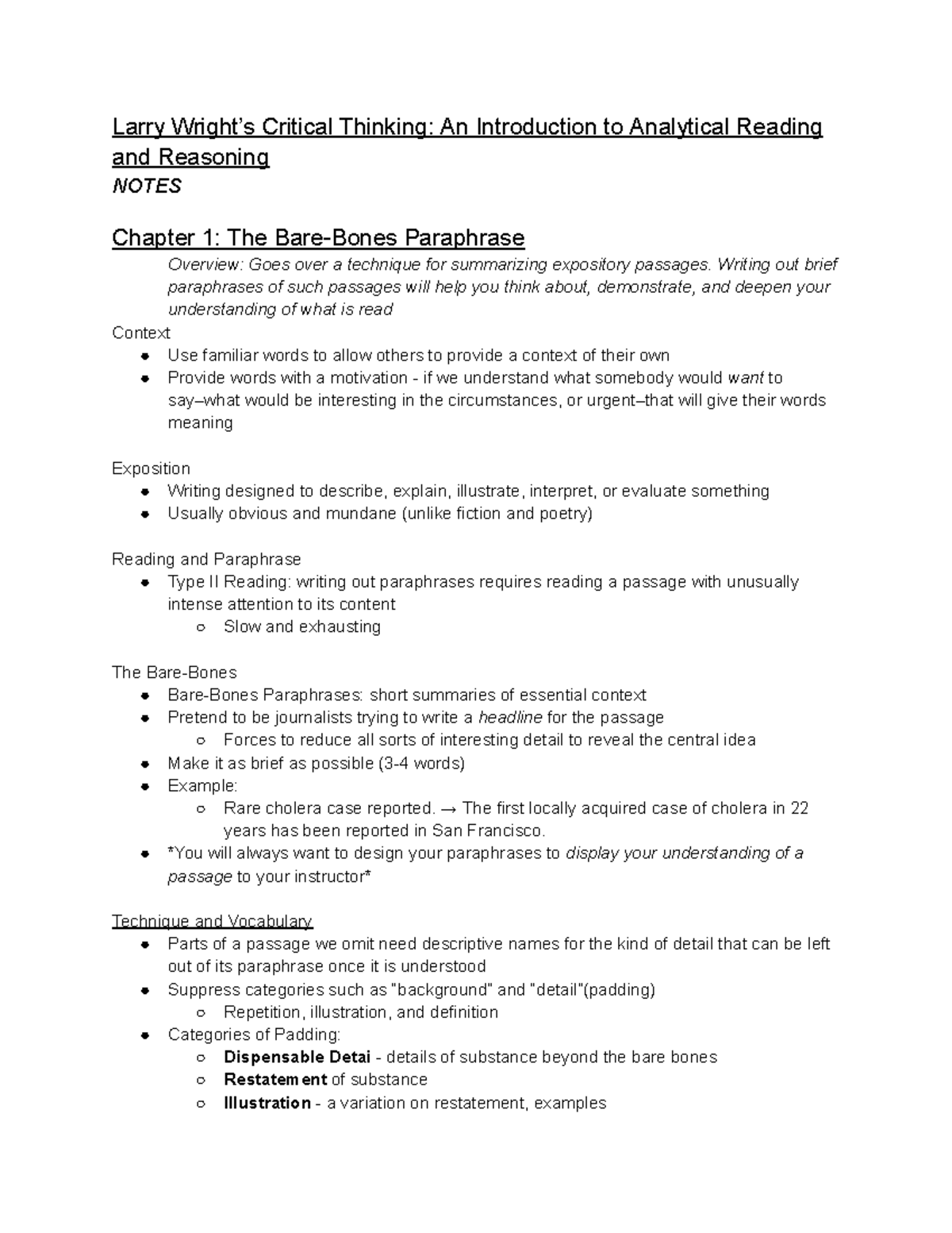 critical thinking chapter 1 summary