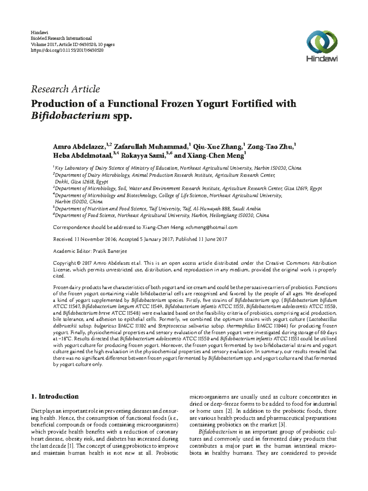 6438528 - ,...... - Research Article Production of a Functional Frozen ...