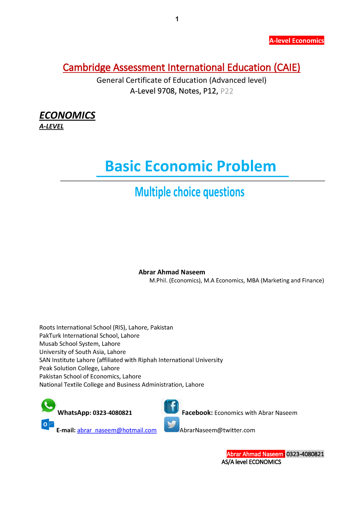 case study on basic economic problem