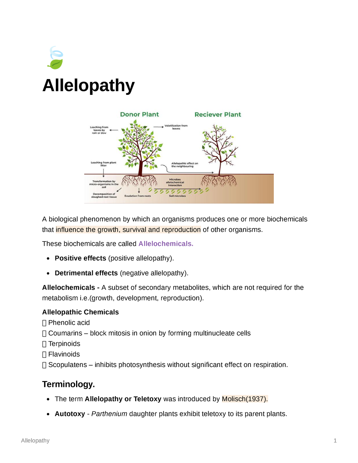 Allelopathy Yuvaraj 8 Allelopathy A Biological Phenomenon By Which An Organisms Produces One