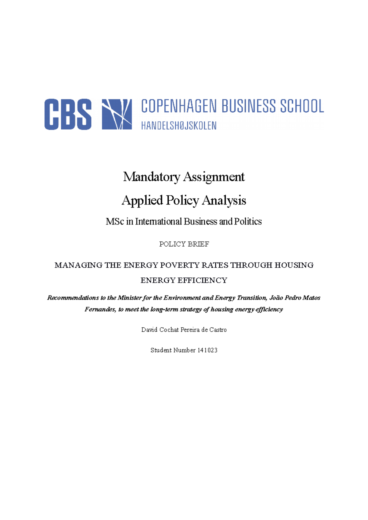 MA APA Policy Brief copy Mandatory Assignment Applied Policy Analysis