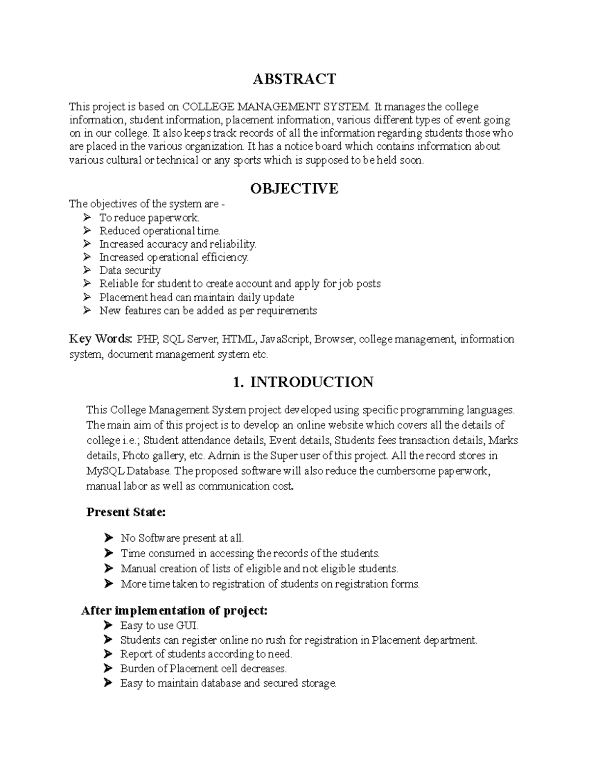 case study on college management system