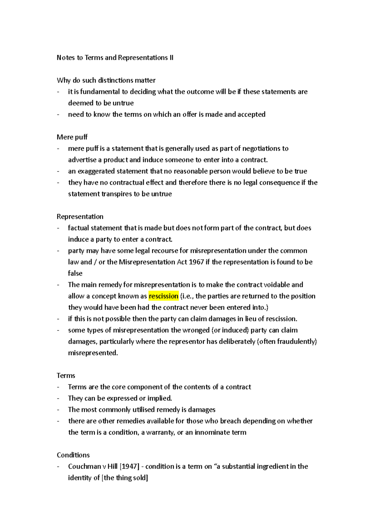 Notes to Terms and Representations II an exaggerated statement that