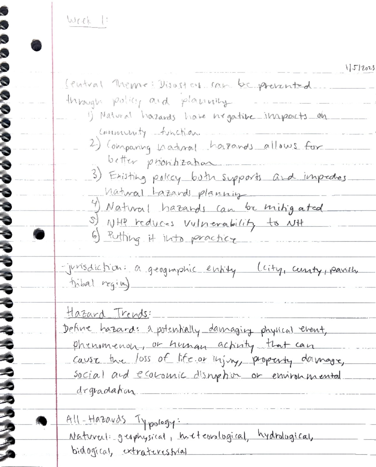 Natural Hazards Planning WK1 pt1 - ENVS 372 - Studocu