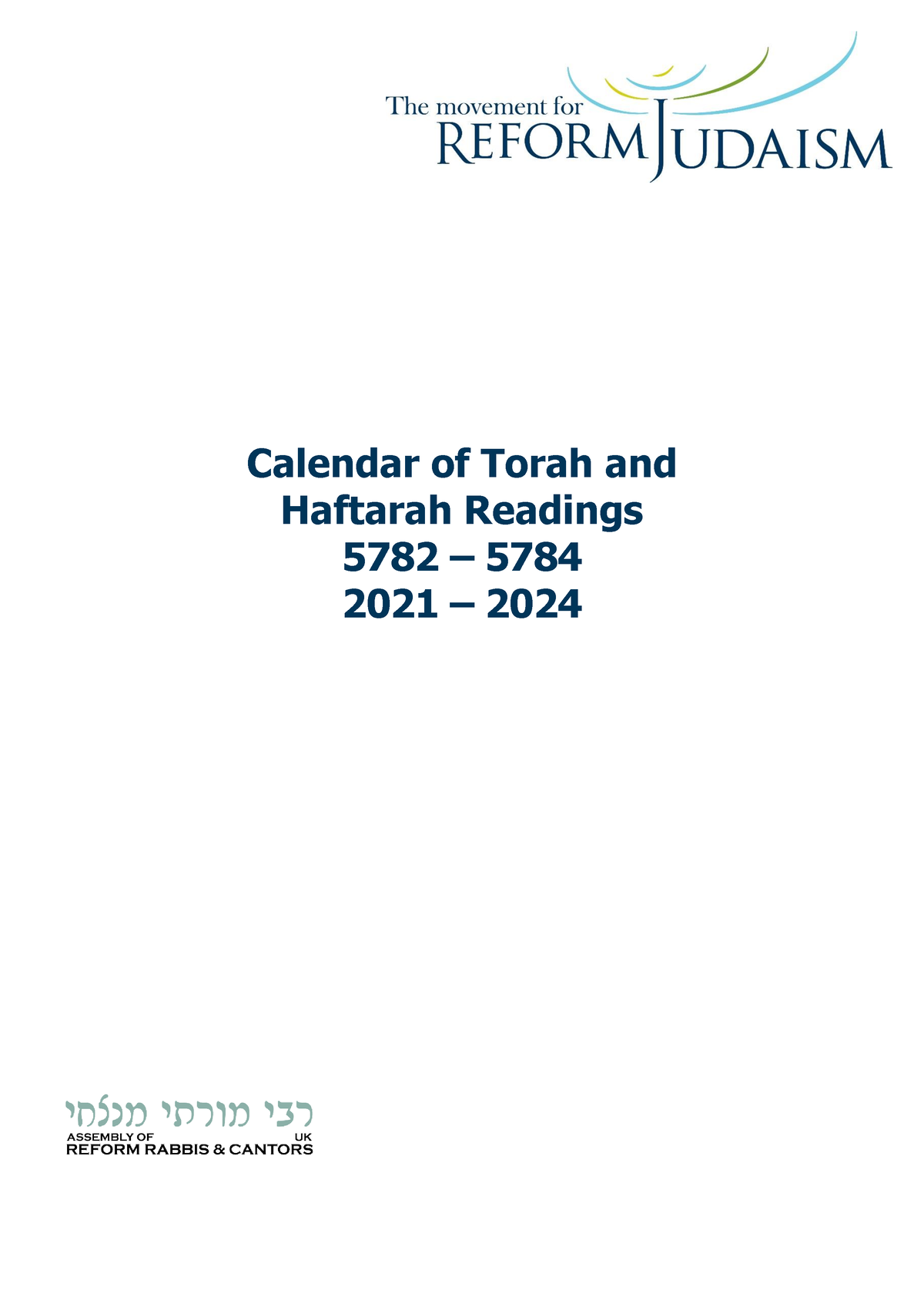 Calendar of Torah and Haftarah Readings 5782 5784 Calendar of Torah