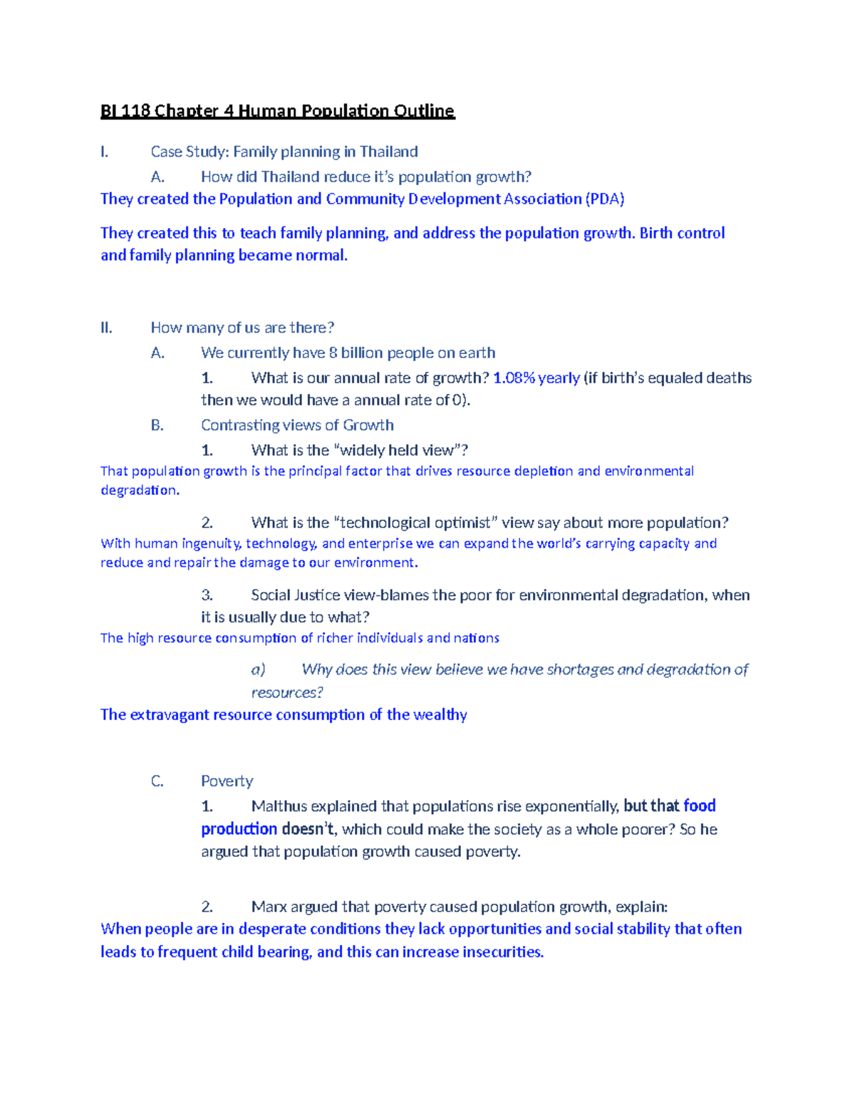 BI 118 - Chapter 4 Outline - BI 118 Chapter 4 Human Popula5on Outline I ...