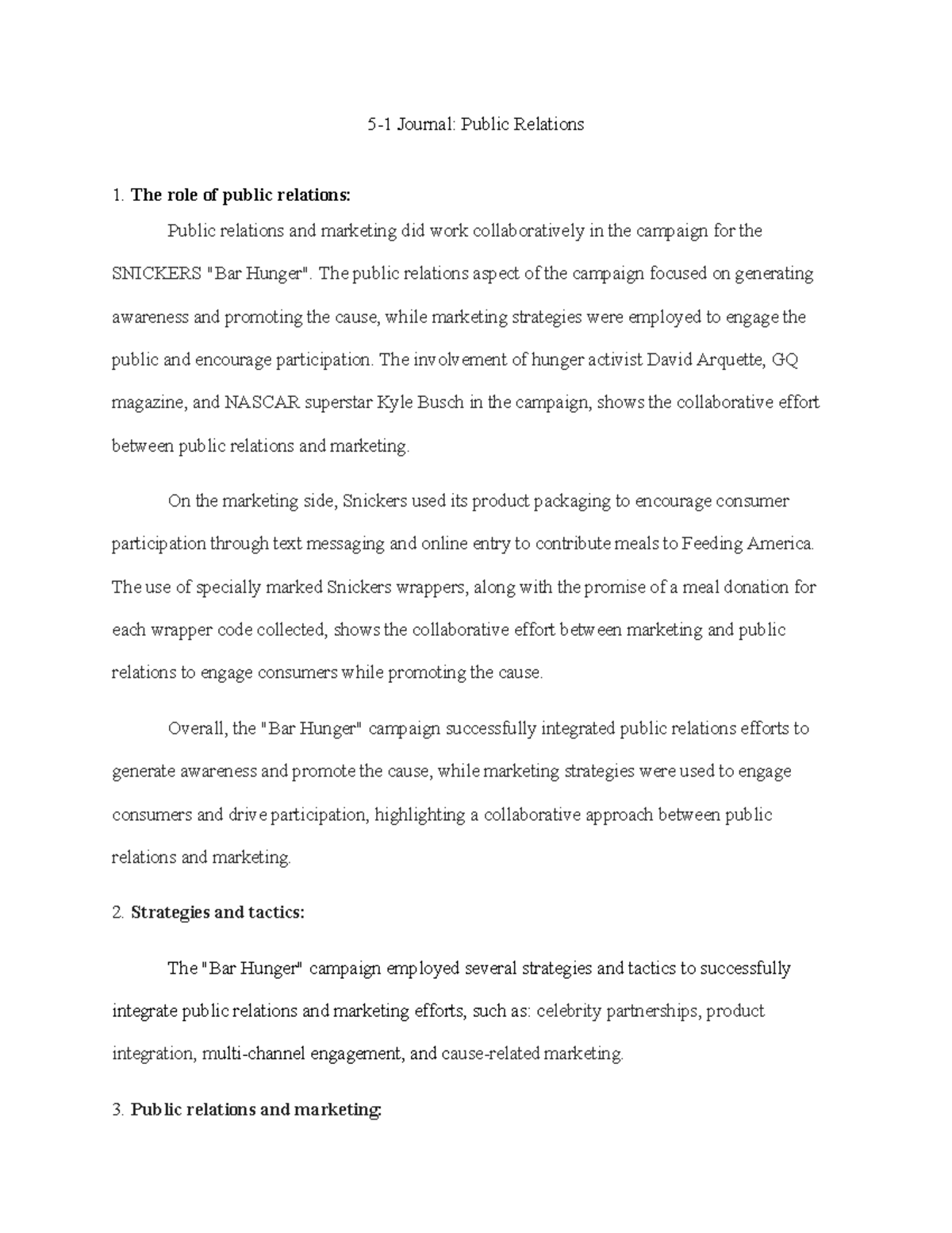 Brenda H 5-1 Journal Public Relations - 5-1 Journal: Public Relations ...