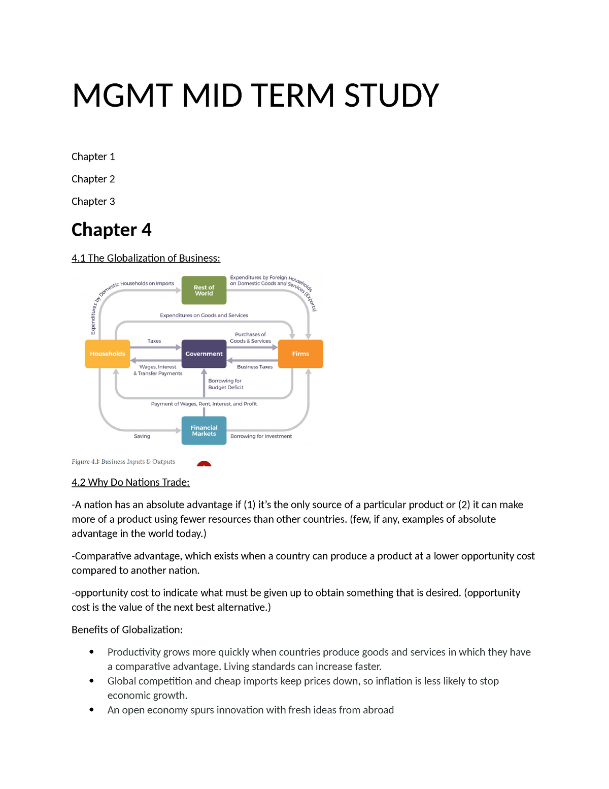 Chapter 4 Notes - MGMT MID TERM STUDY Chapter 1 Chapter 2 Chapter 3 ...