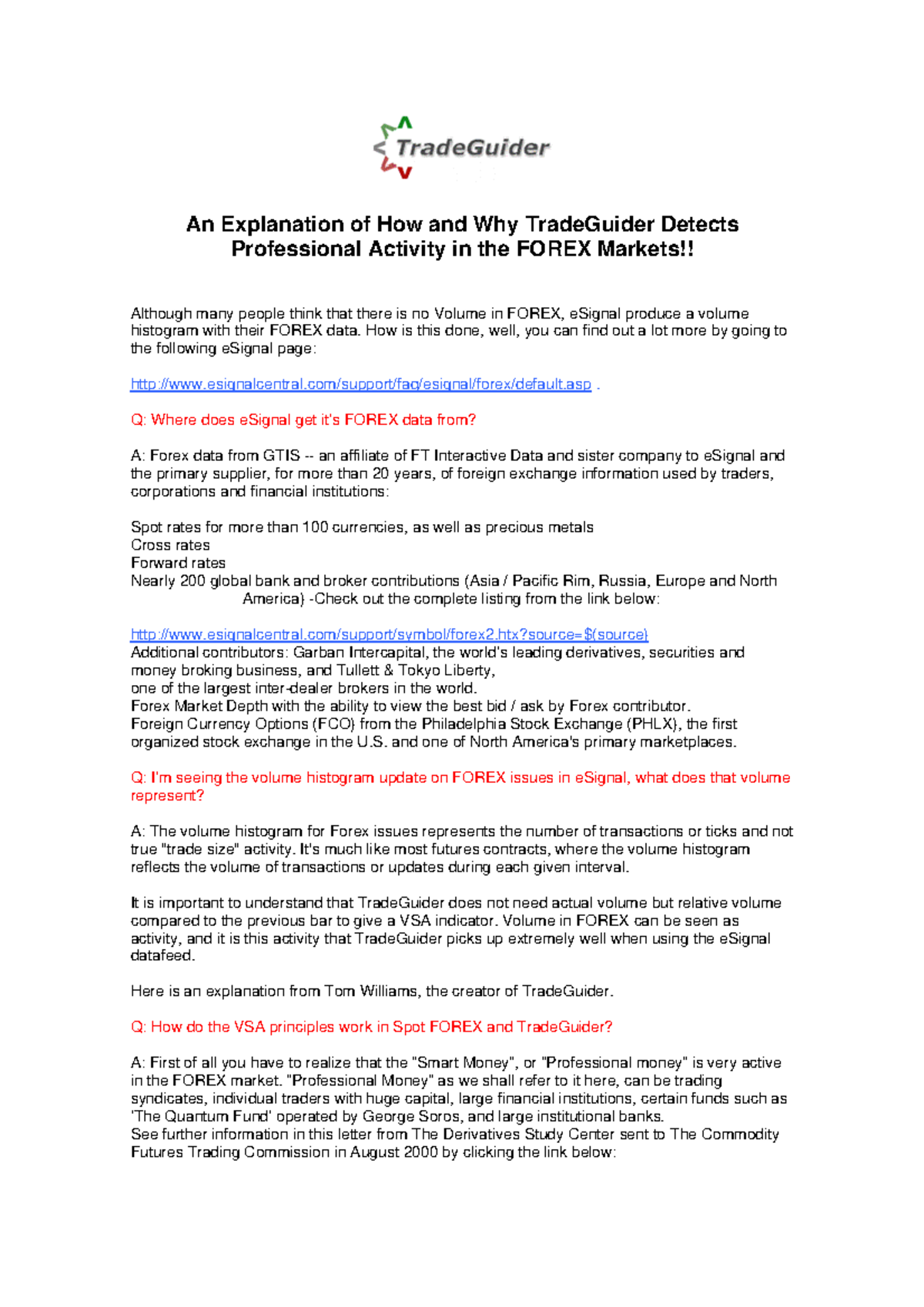 Traderguide - VSA - Bonus Material - Trade Guider Detects Professional ...
