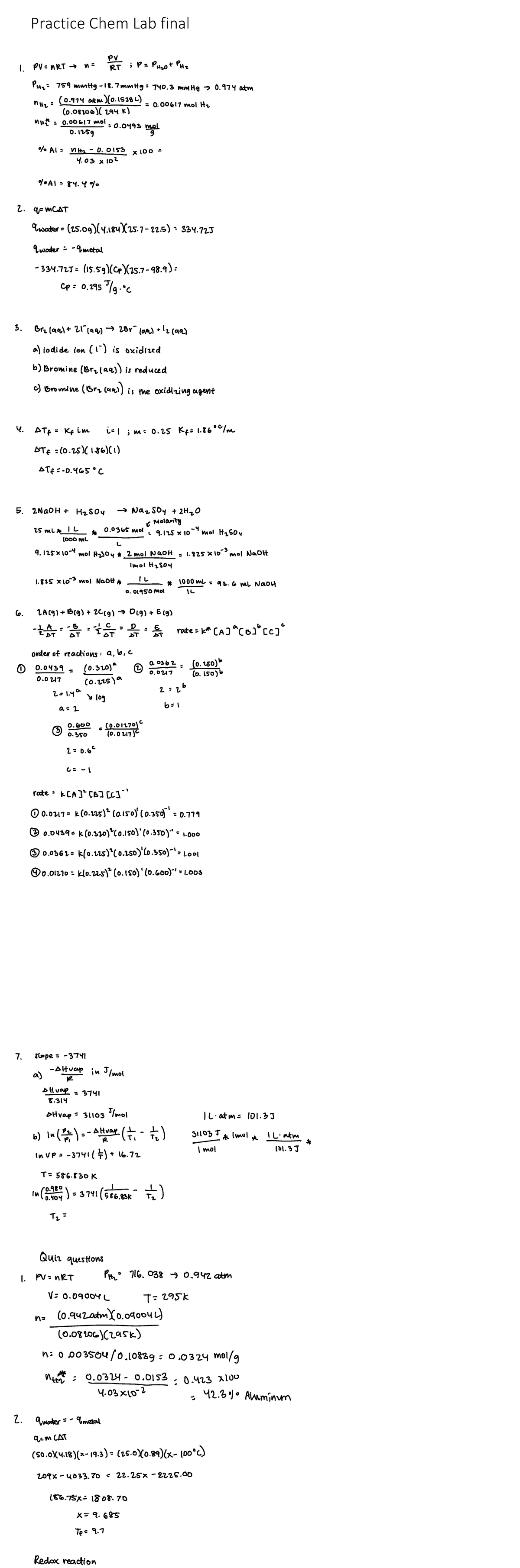 Practice Chem Lab final CHEM 001B Studocu