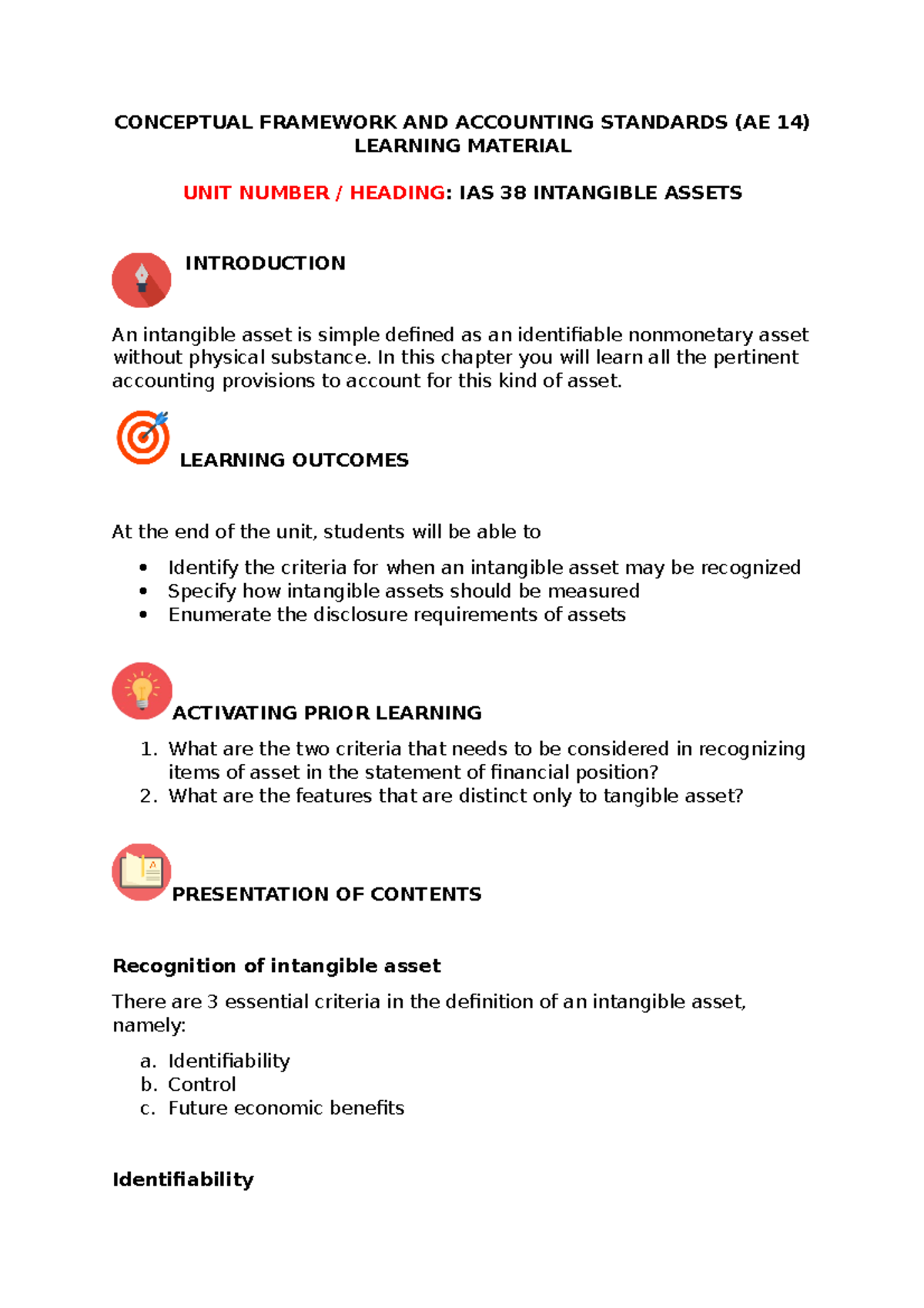 10. intangible assets - This is only a lecture note. - CONCEPTUAL ...