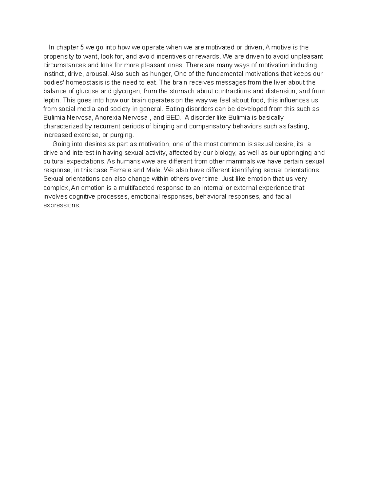 Chapter 5 summary - In chapter 5 we go into how we operate when we are ...