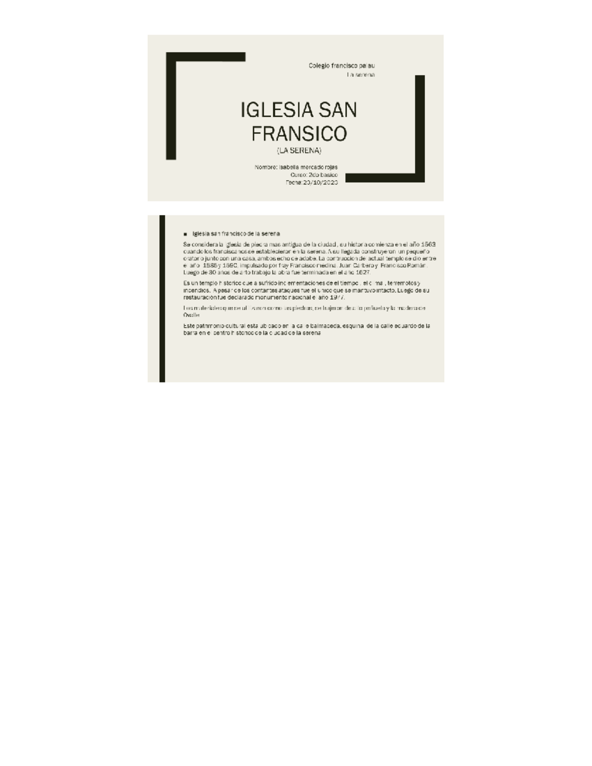 Isabella mercado iglesia san francisco historia Studocu