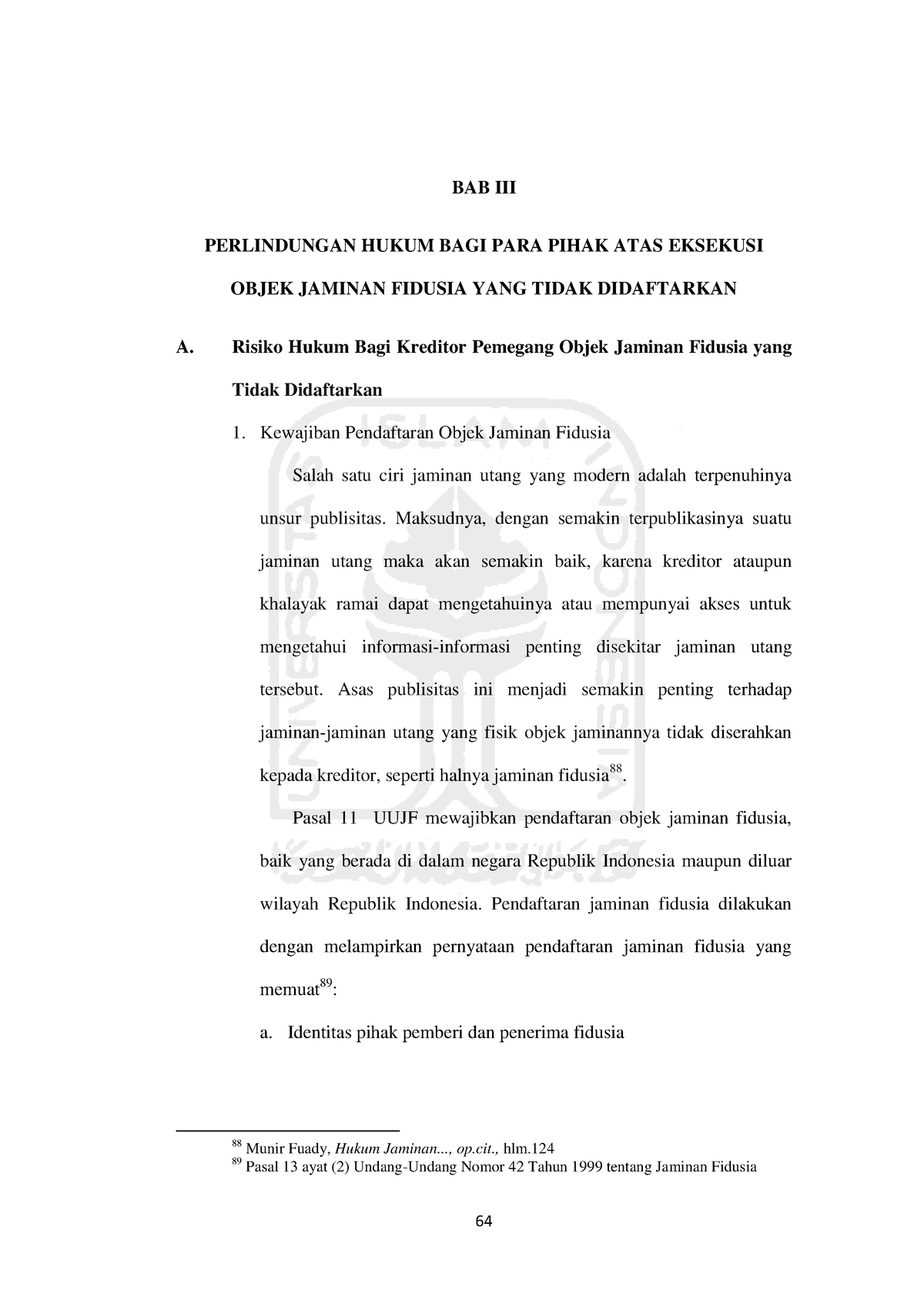 Perlindungan Hukum Para Pihak Atas Objek Fidusia Bab Iii Perlindungan Hukum Bagi Para Pihak