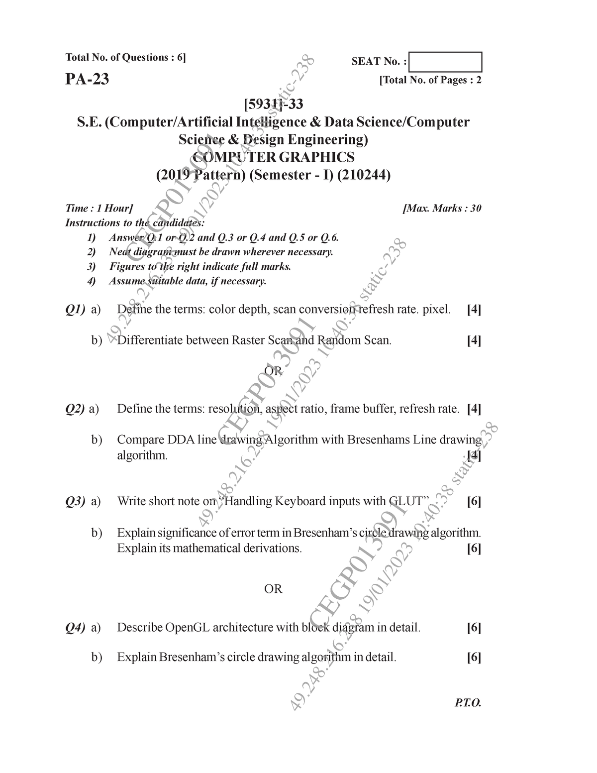 CG Insem Oct - 2022 - Total No. Of Questions : 6] [5931]- S. (Computer ...