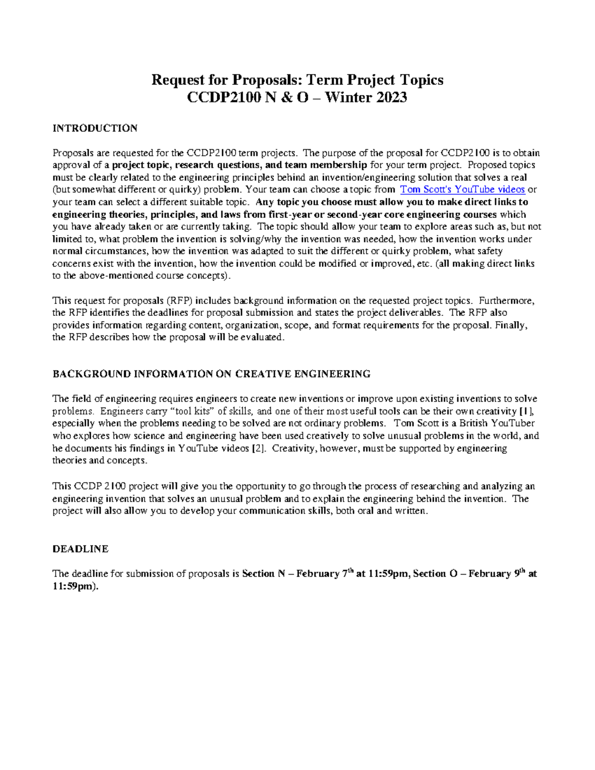 Request for Proposals - notes - Request for Proposals: Term Project ...