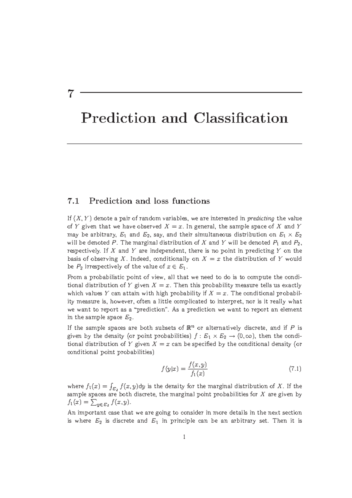 Pred class - Notes - 7 Prediction and Classification 7 Prediction and ...