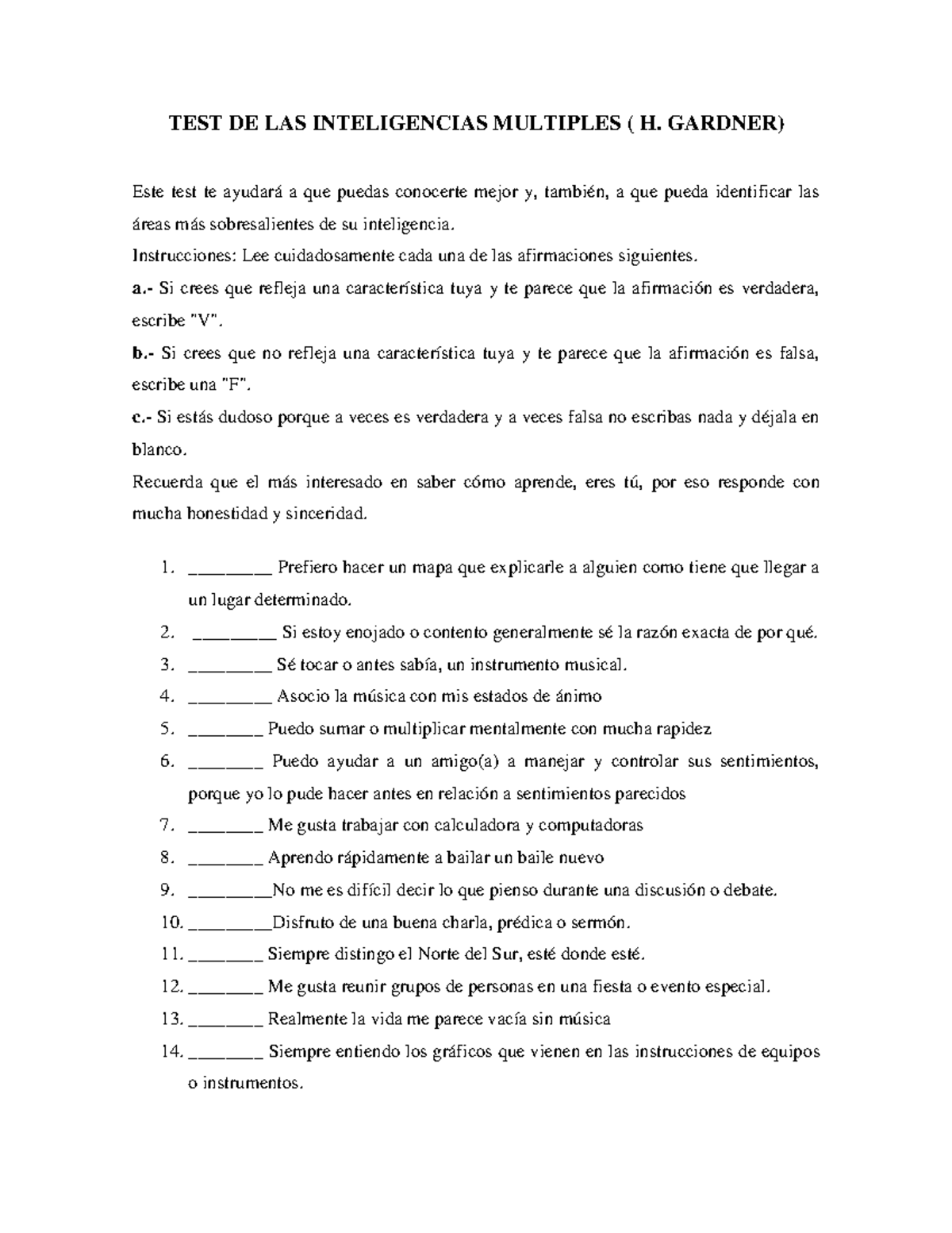 Inteligencias Multiples De Gardner Test – YYEXF
