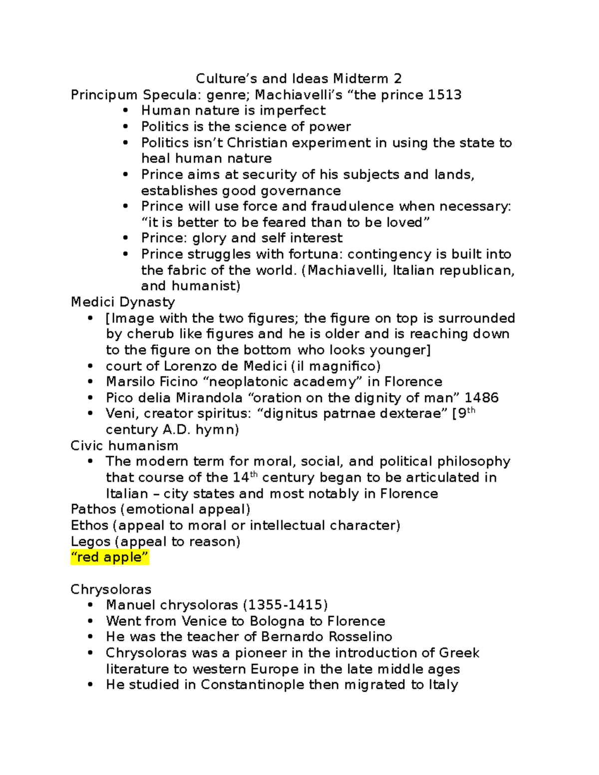 Culture’s and Ideas Midterm 2 Culture’s and Ideas Midterm 2 Principum