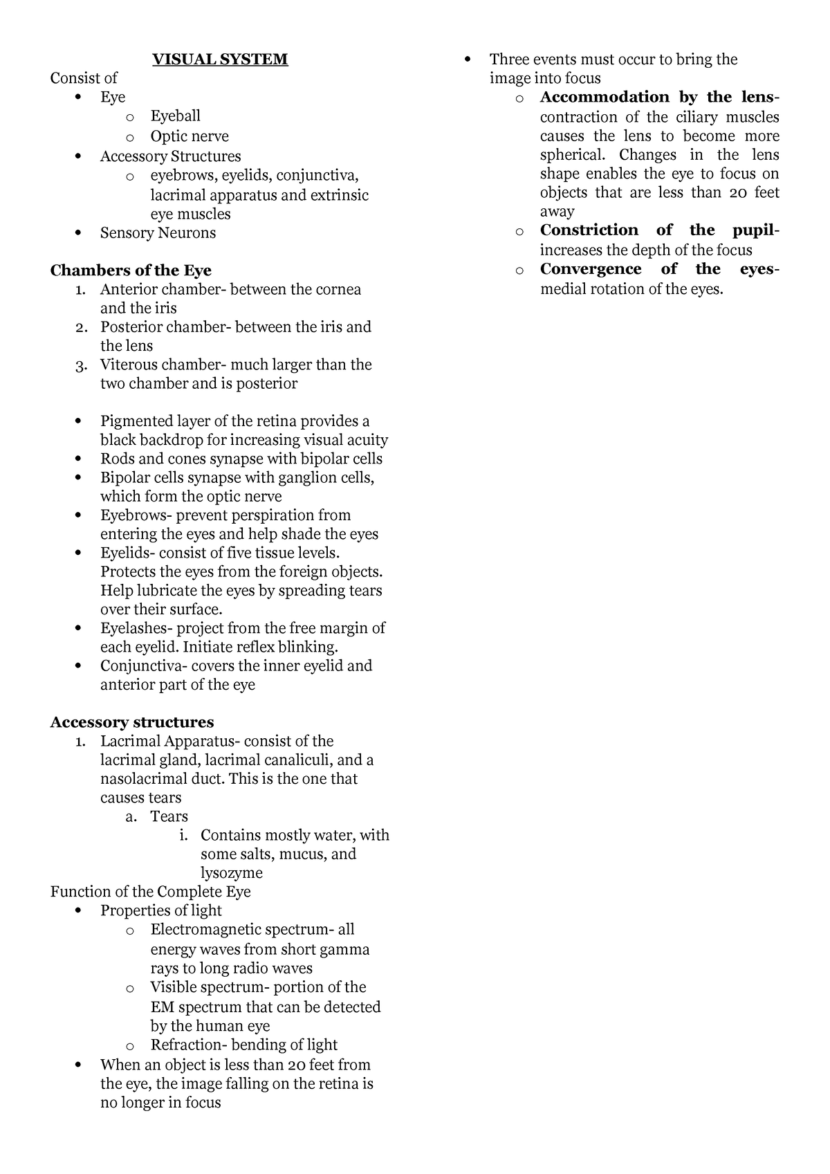 Visual System - VISUAL SYSTEM Consist of Eye o Eyeball o Optic nerve ...