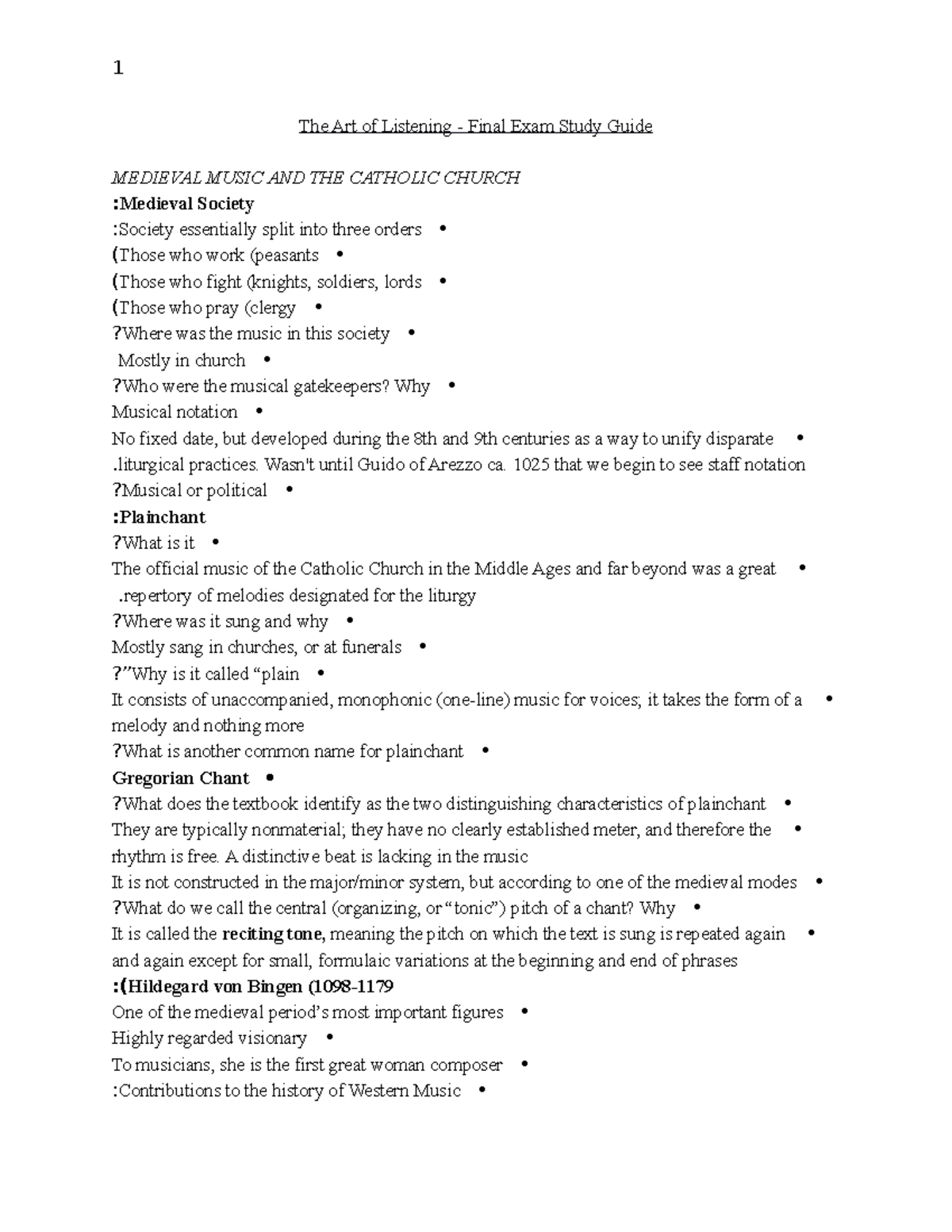 Art of Listening - Final Exam Study Guide copy - The Art of Listening ...